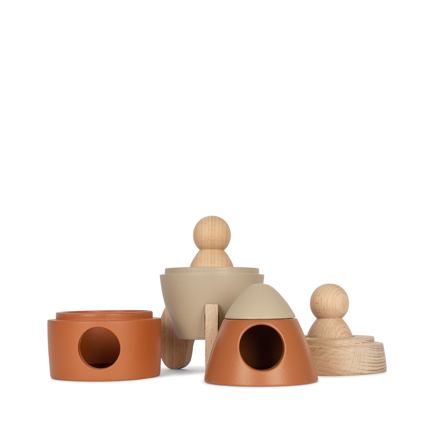 Konges Sløjd wooden stacking rocket toy - multi