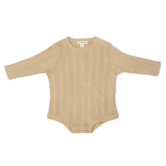 Grown Organic Ribbed Romper - Oyster