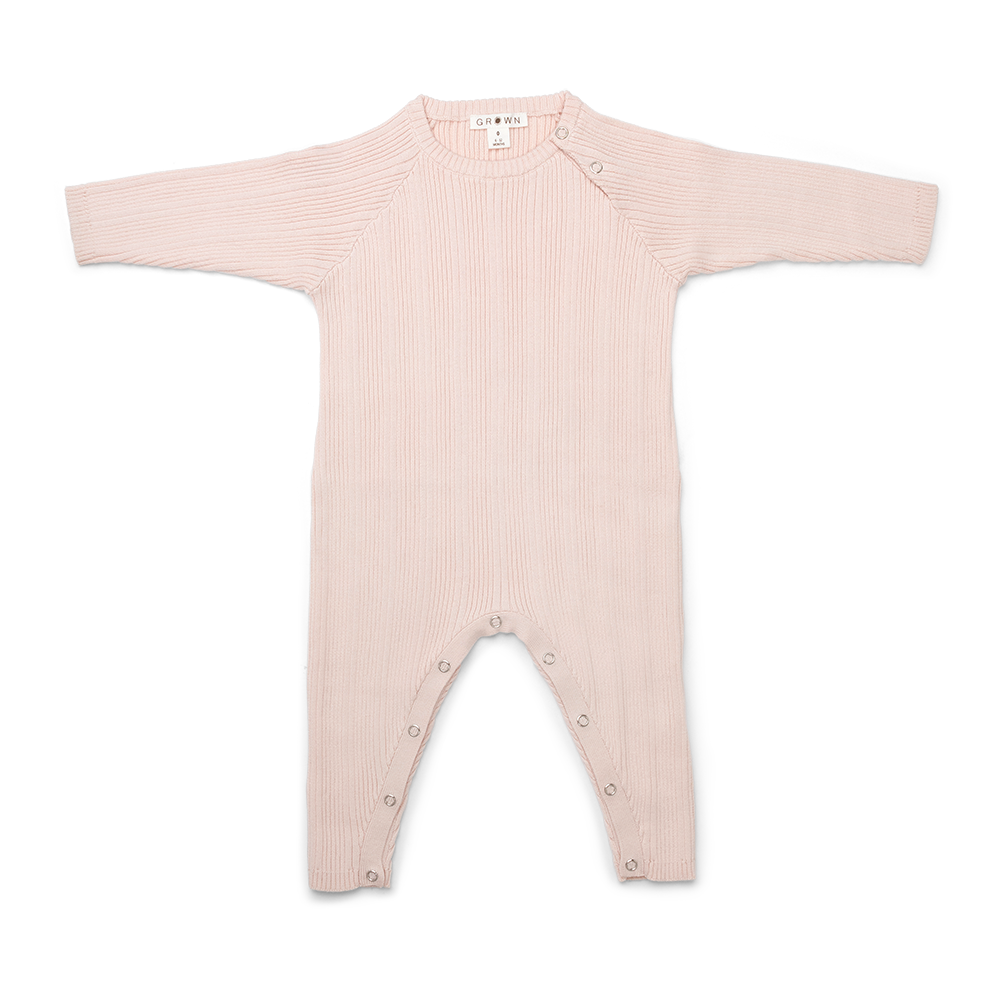 Grown Organic Ribbed Jumpsuit - Pink Salt