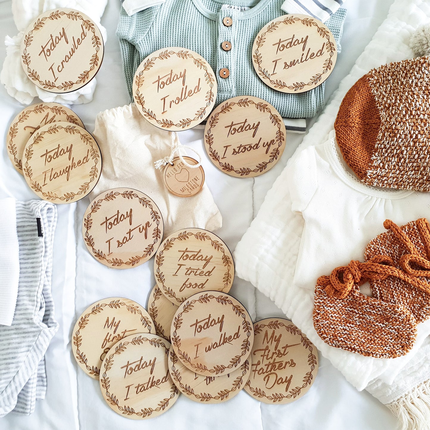 Wooden achievement milestone discs - Wreath