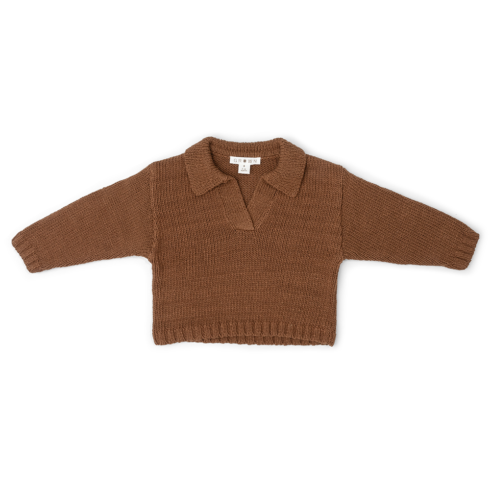 Grown Organic Collar Pull Over - Espresso