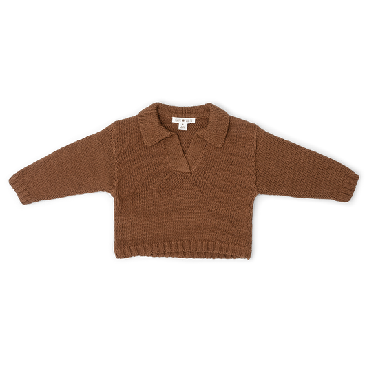 Grown Organic Collar Pull Over - Espresso