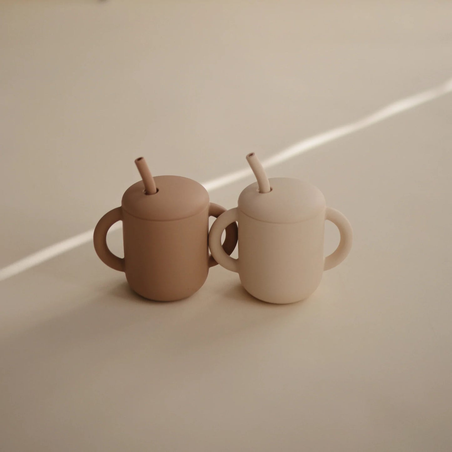 Silicone Training Cup + Straw - Natural