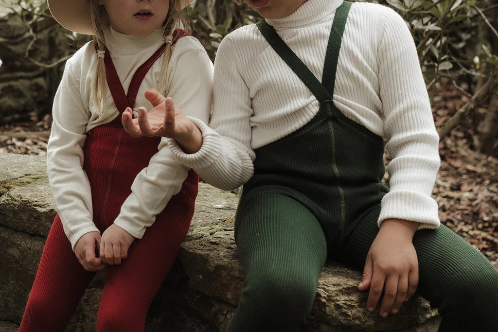 Silly Silas Footed Cotton Tights - Dark Forest Green