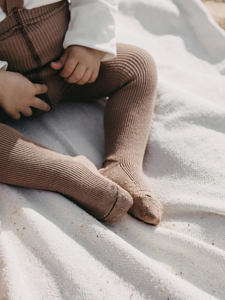 Silly Silas Footed Cotton Tights - Granola