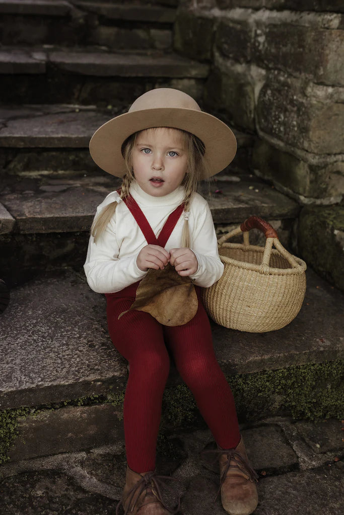 Silly Silas Footed Cotton Tights - Maple Leaf