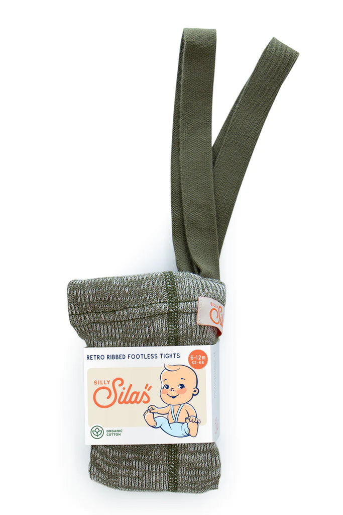 Silly Silas Footless Cotton Tights - Creamy Olive