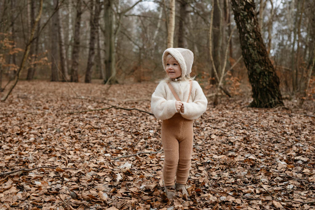 Silly Silas Teddy Warmy Footed Cotton Tights - Light Brown