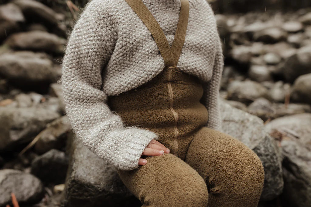 Silly Silas Teddy Warmy Footless Cotton Tights - Acorn Brown