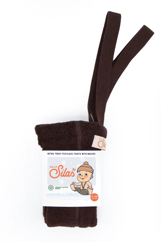 Silly Silas Teddy Warmy Footless Cotton Tights - Chocolate Brown