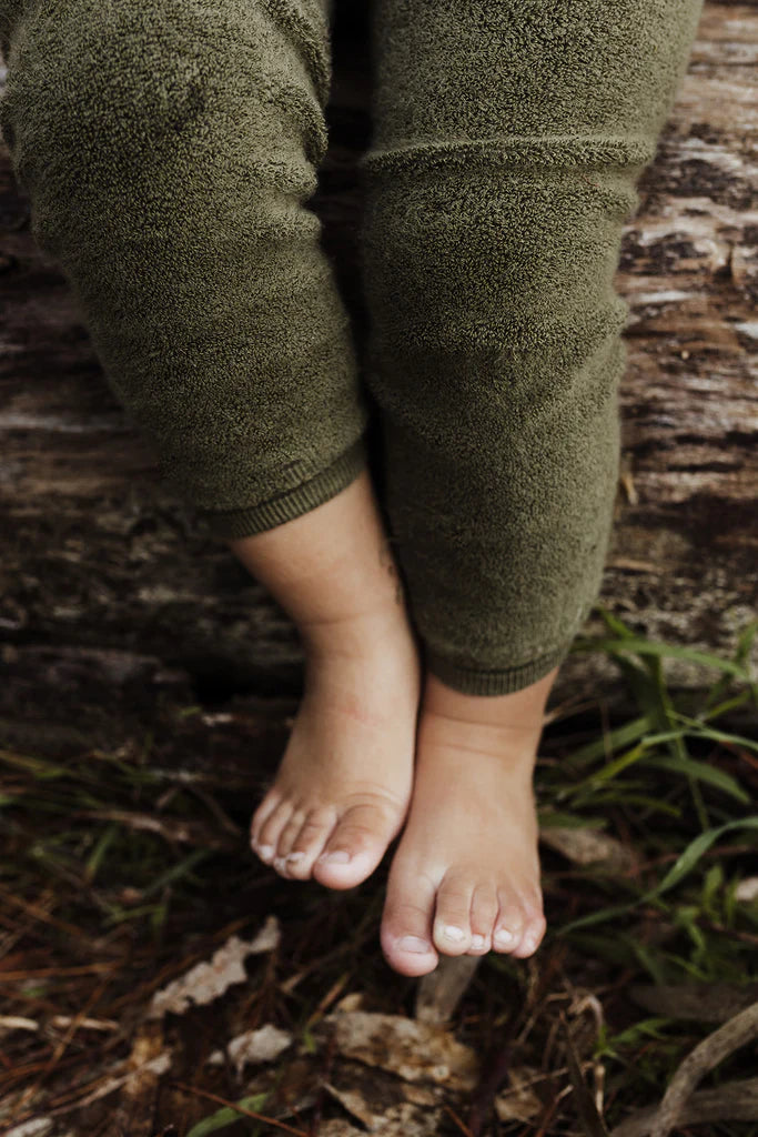 Silly Silas Teddy Warmy Footless Cotton Tights - Olive