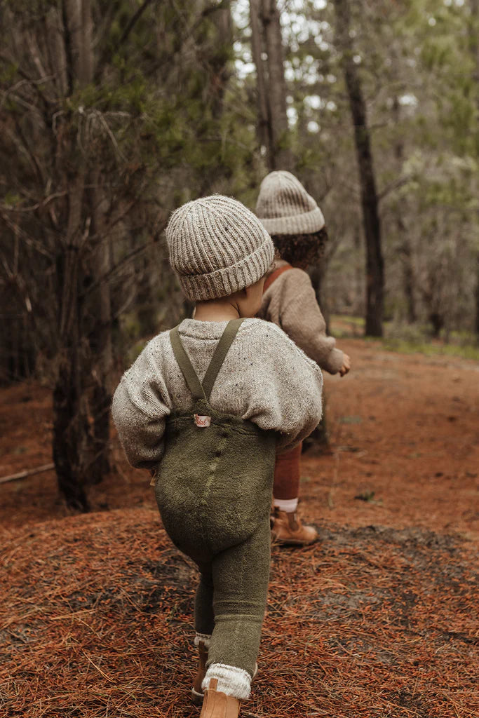 Silly Silas Teddy Warmy Footless Cotton Tights - Olive
