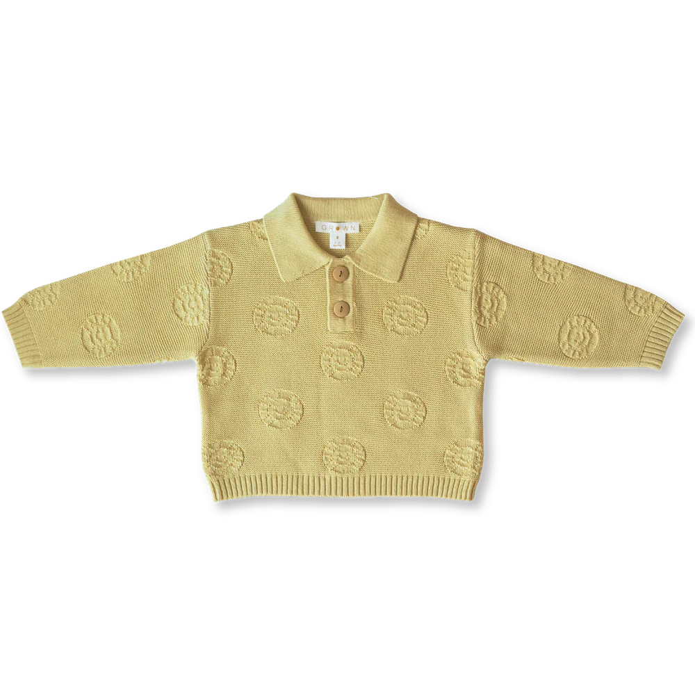 Sunshine Button Up Jumper - Lemon