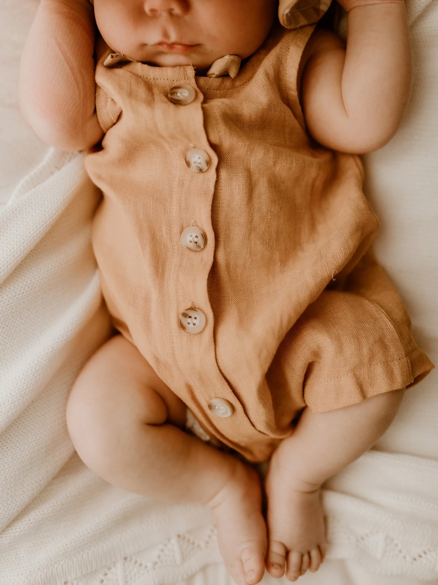 Ziggy Lou Linen Romper - Apricot