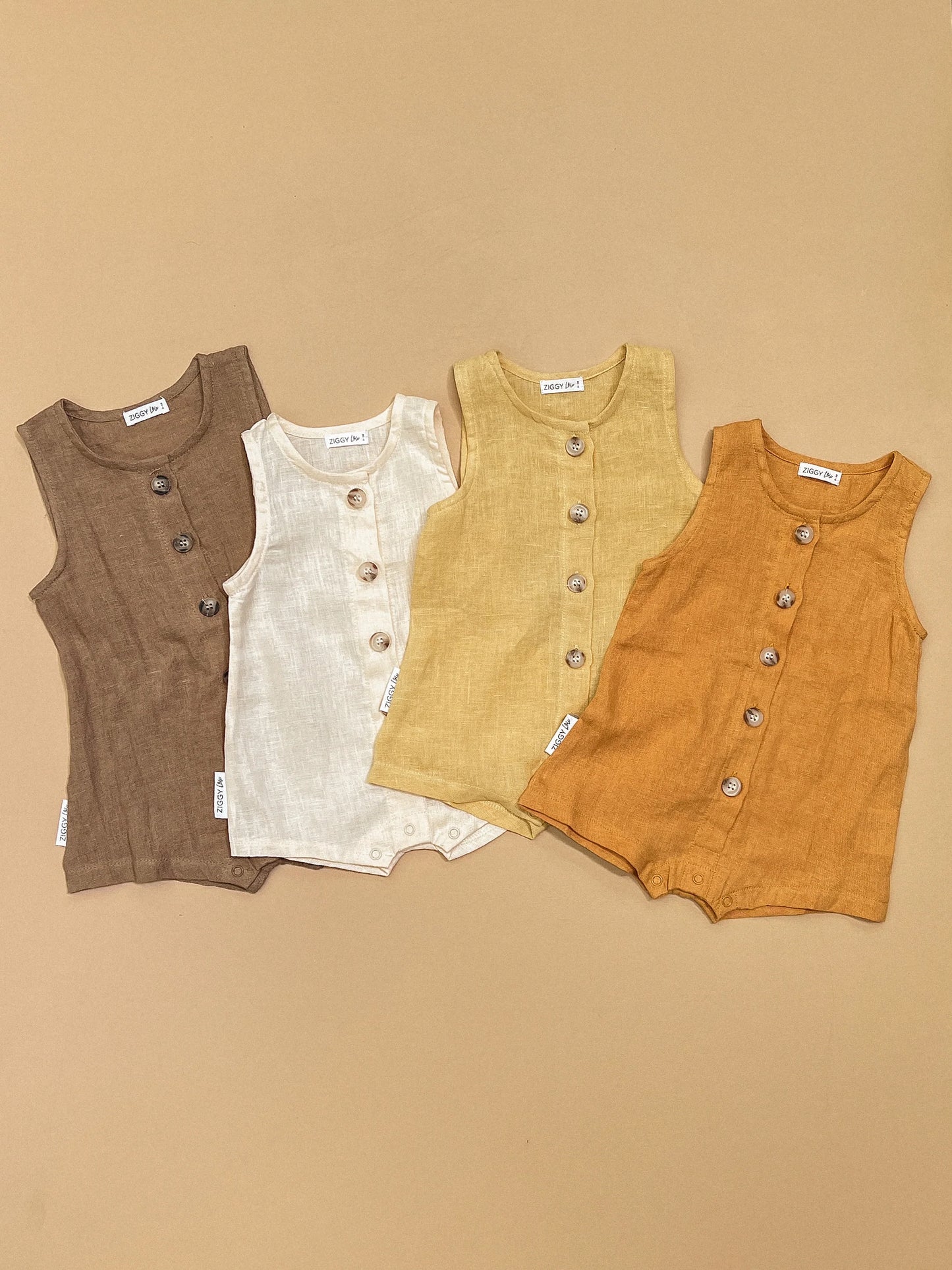 Ziggy Lou Linen Romper - Apricot