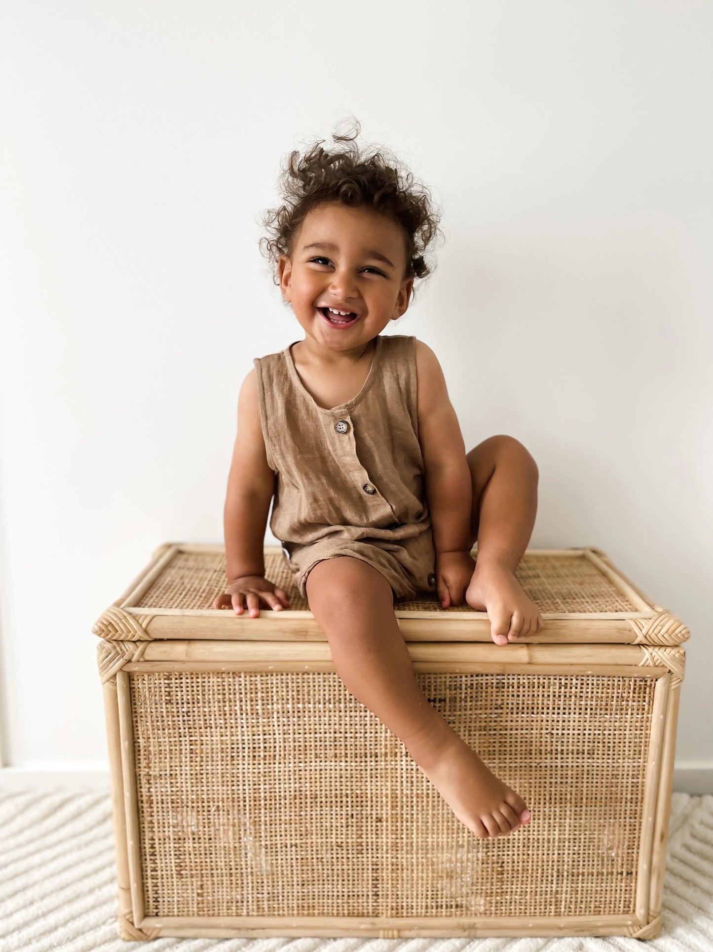 Ziggy Lou Linen Romper - Walnut