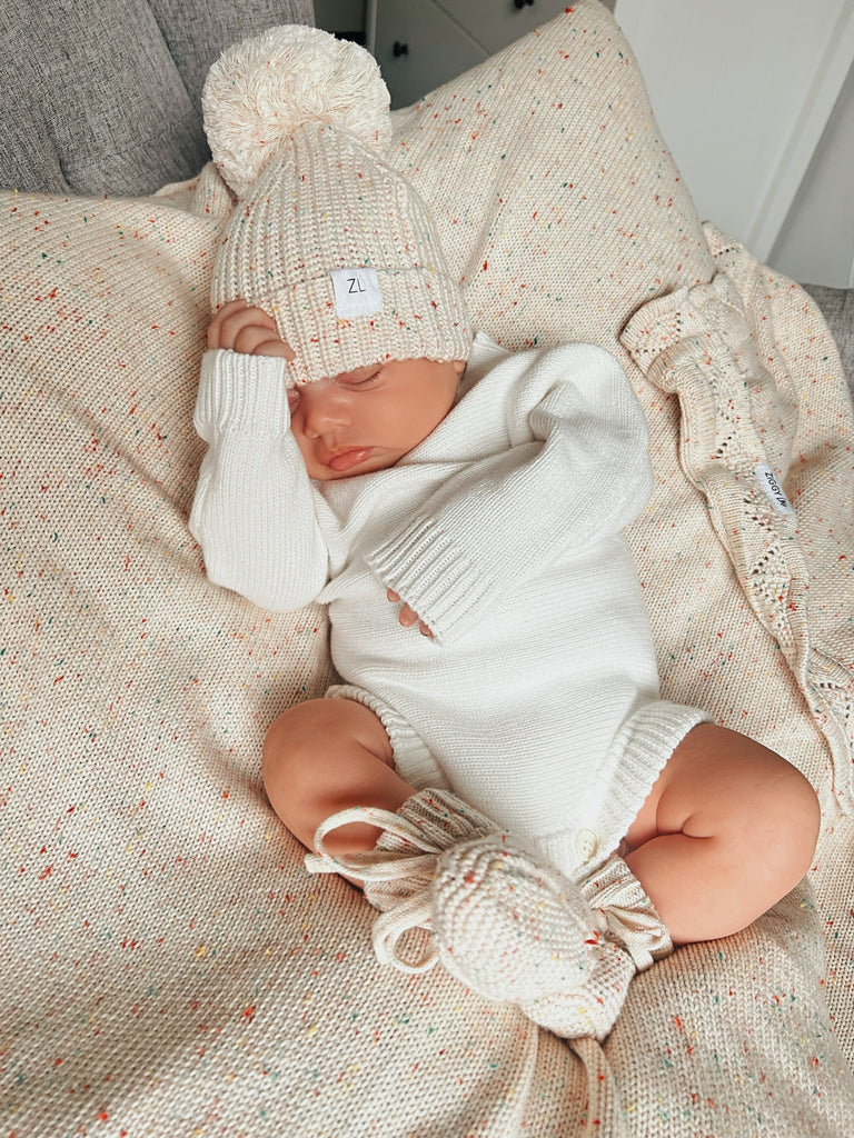 Ziggy Lou Heirloom Knitted Blanket - Oatmeal Fleck