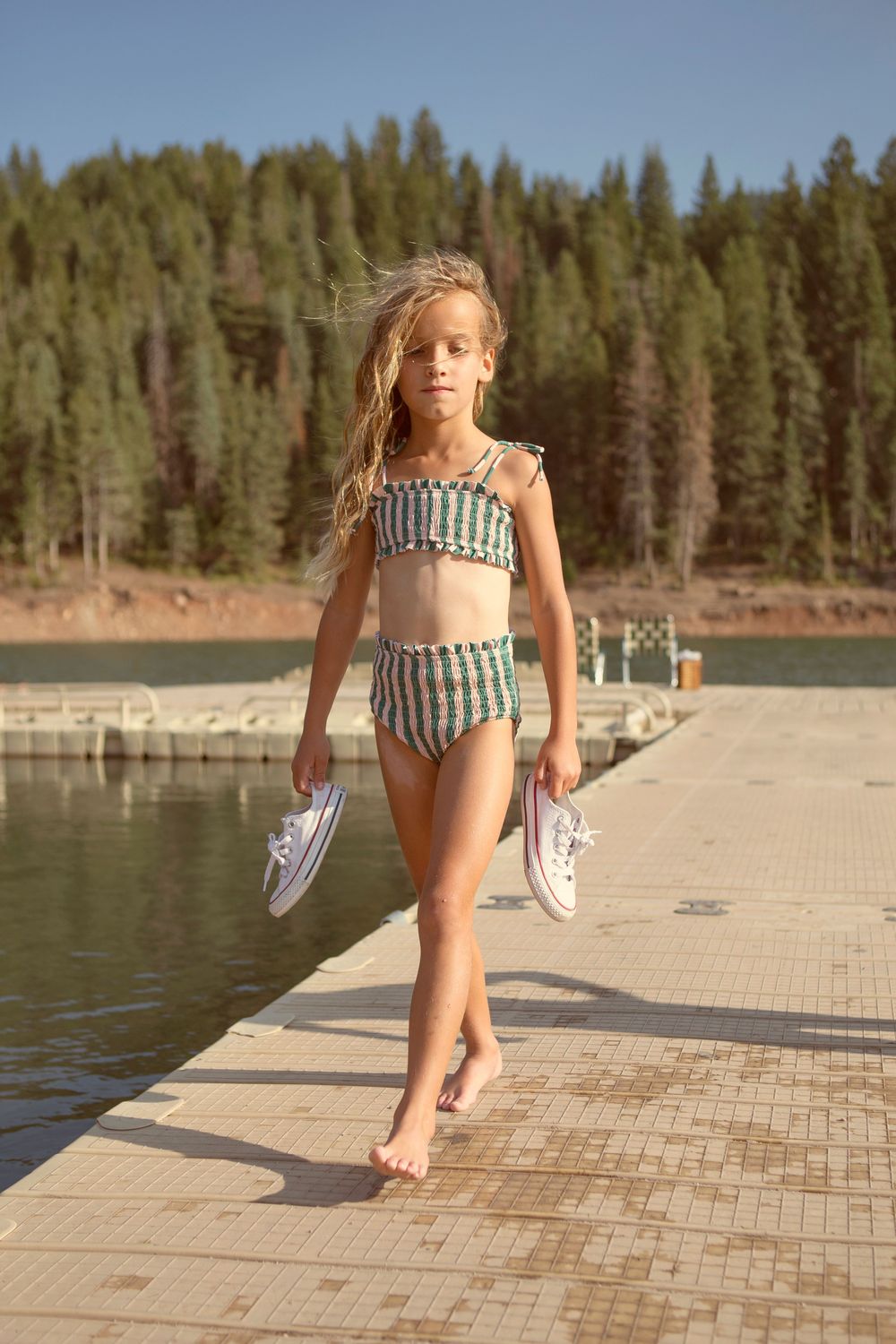 Fin & Vince Smocked Bikini - Watermelon Stripe