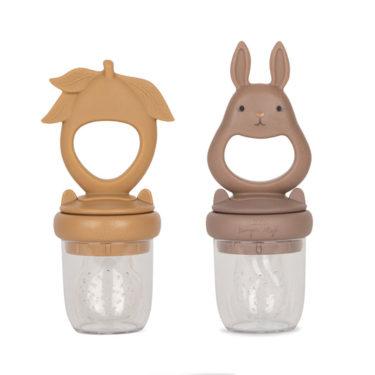 Konges Sløjd silicone bunny & lemon fruit feeding pacifier - hortensia/almond