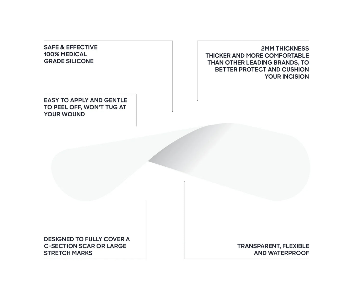 Bare Mum Silicone Gel Scar Strips Washable & Reusable