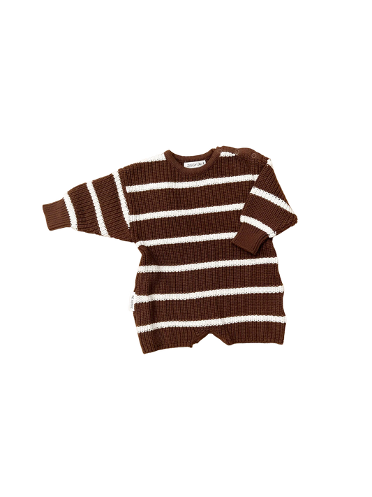 Ziggy Lou Long Sleeve Playsuit - Chocolate Stripe
