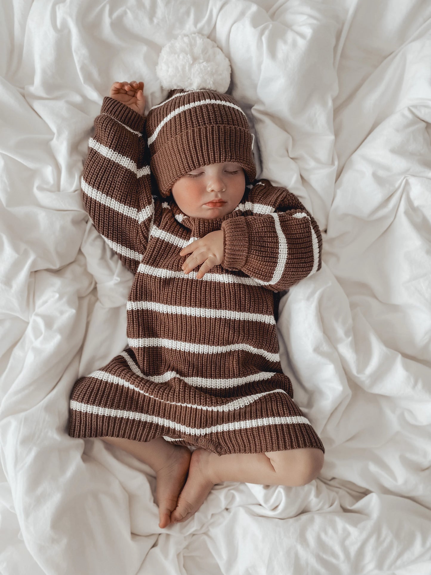 Ziggy Lou Long Sleeve Playsuit - Chocolate Stripe
