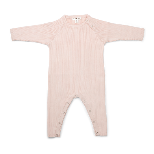 Grown Organic Ribbed Jumpsuit - Pink Salt