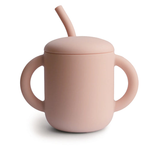 Silicone Training Cup + Straw - Blush