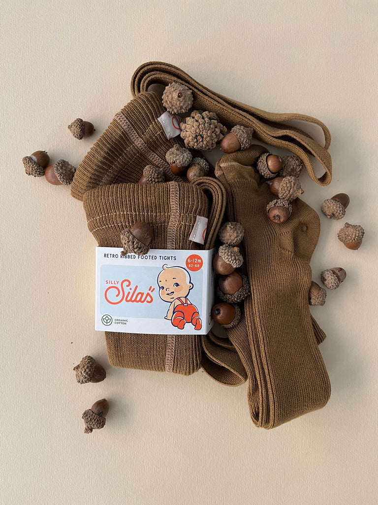 Silly Silas Footed Cotton Tights - Acorn Brown