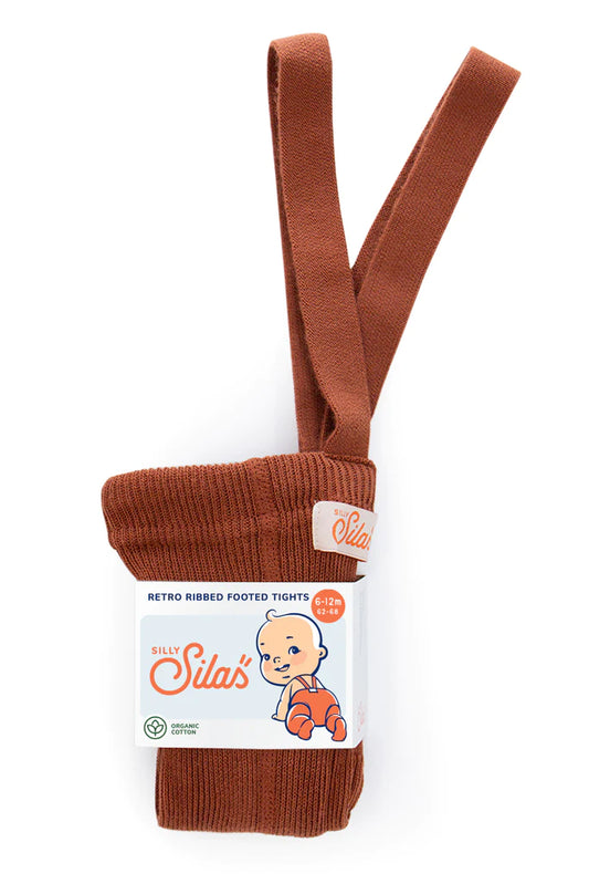 Silly Silas Footed Cotton Tights - Cinnamon