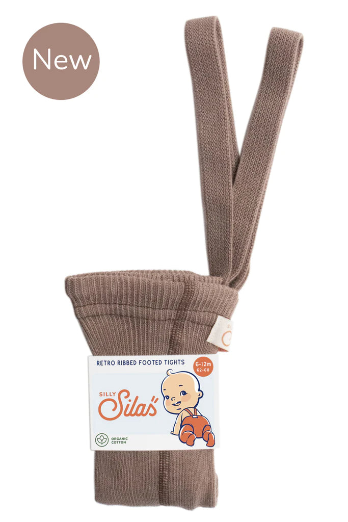 Silly Silas Footed Cotton Tights - Granola