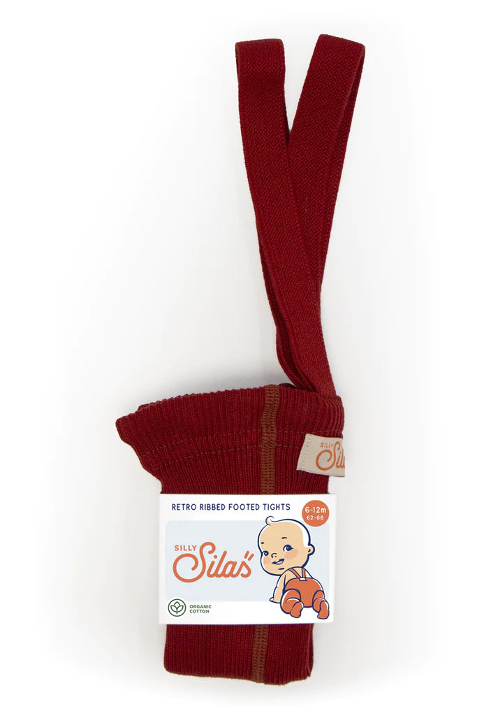 Silly Silas Footed Cotton Tights - Maple Leaf