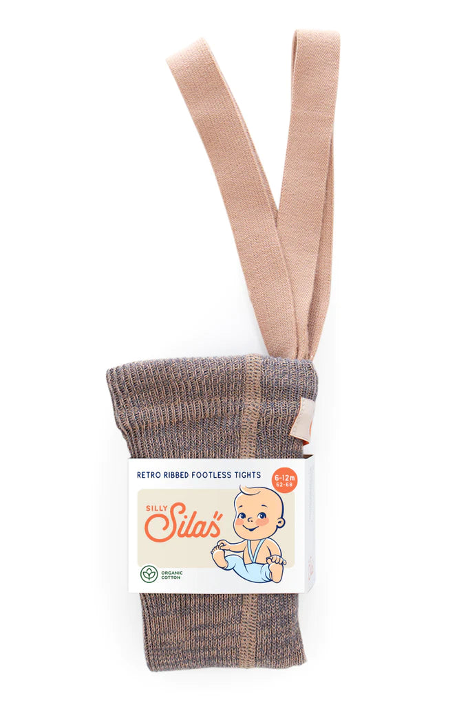 Silly Silas Footless Cotton Tights - Charcoaly Brown