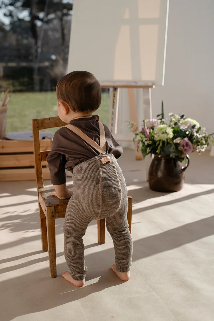 Silly Silas Footless Cotton Tights - Charcoaly Brown