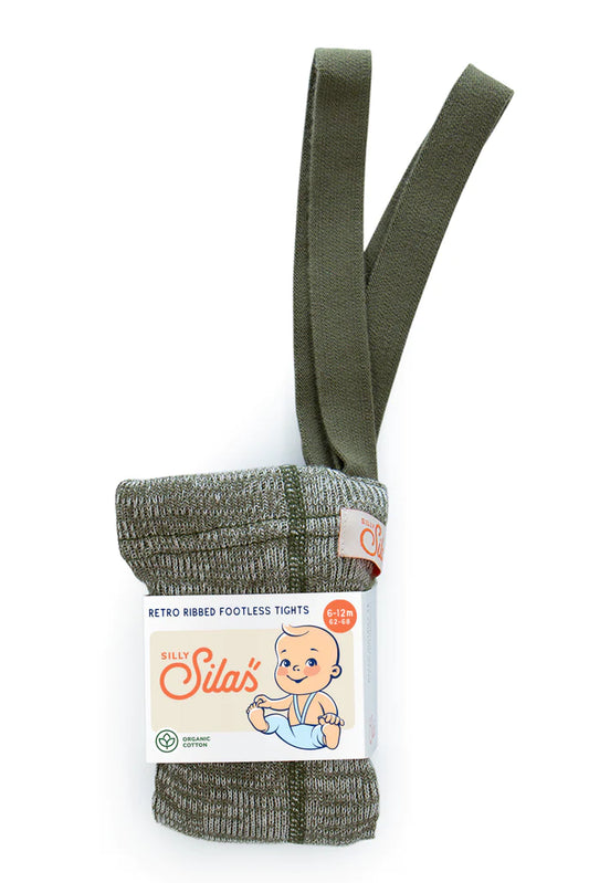 Silly Silas Footless Cotton Tights - Creamy Olive