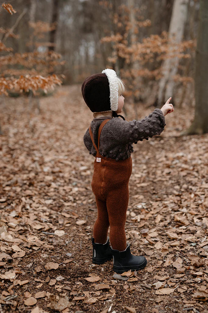 Silly Silas Teddy Warmy Footed Cotton Tights - Cinnamon