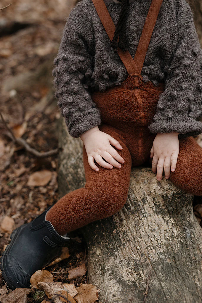 Silly Silas Teddy Warmy Footed Cotton Tights - Cinnamon