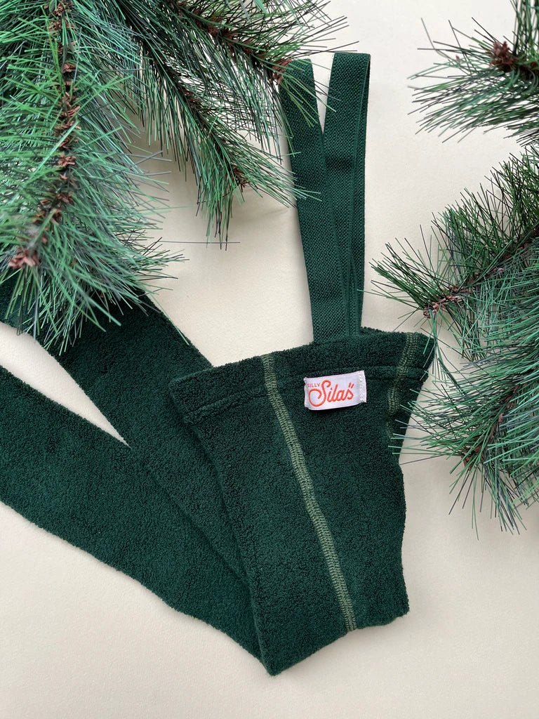 Silly Silas Teddy Warmy Footed Cotton Tights - Dark Forest Green