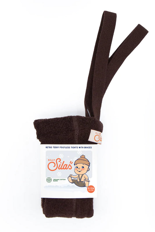 Silly Silas Teddy Warmy Footless Cotton Tights - Chocolate Brown