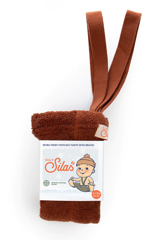 Silly Silas Teddy Warmy Footless Cotton Tights - Cinnamon