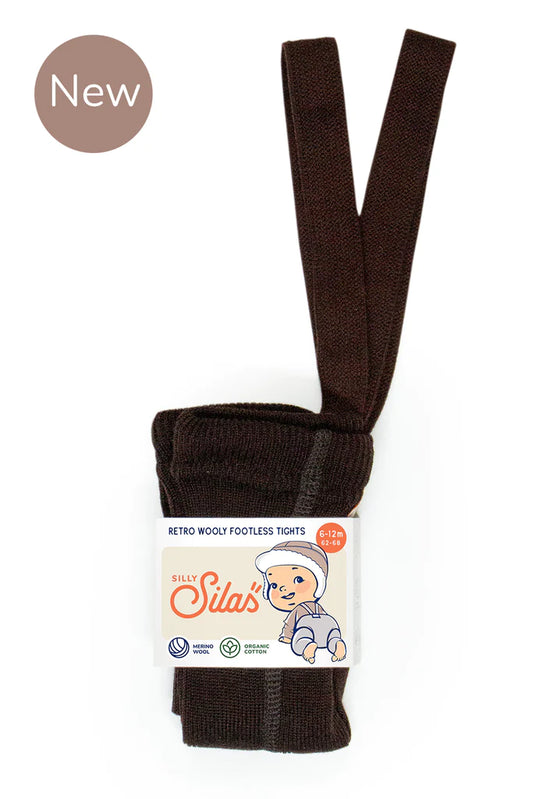 Silly Silas Wooly Footless Tights - Espresso Brown