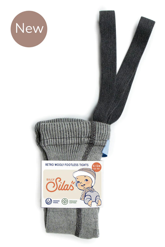 Silly Silas Wooly Footless Tights - Granite Grey
