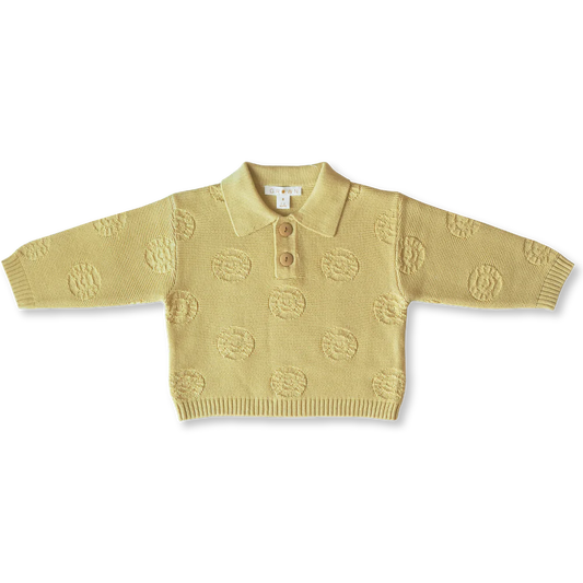 Sunshine Button Up Jumper - Lemon