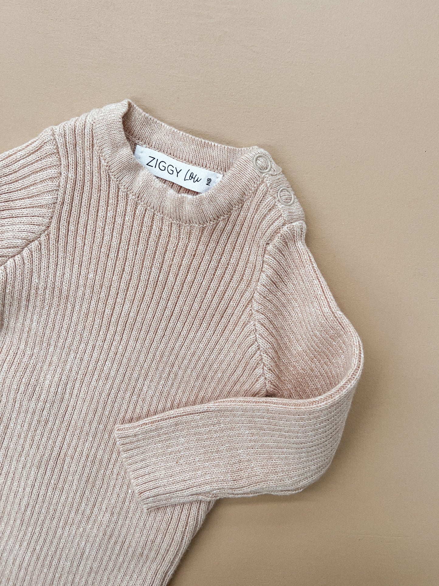 Ziggy Lou Ribbed Bodysuit - Blush