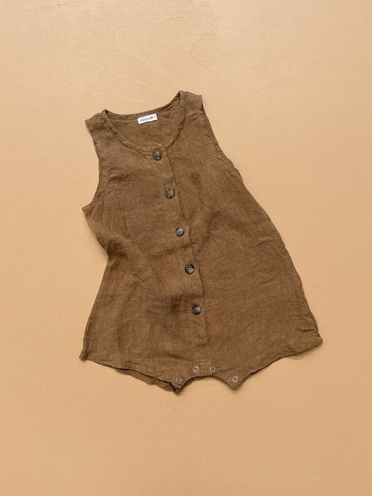 Ziggy Lou Linen Romper - Walnut