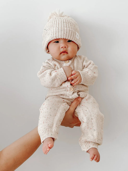 Ziggy Lou Classic Knit Romper - Oatmeal Fleck