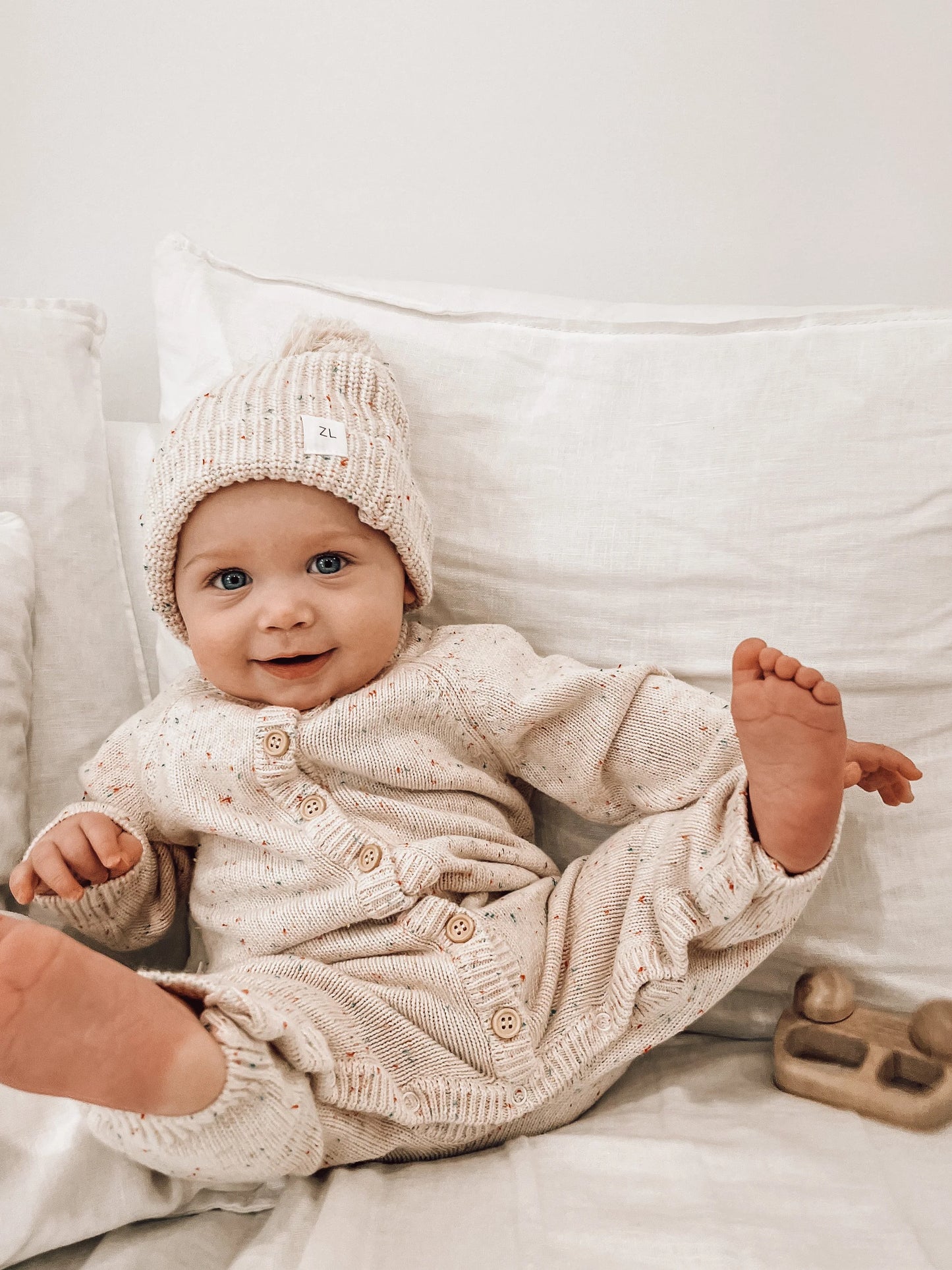 Ziggy Lou Classic Knit Romper - Oatmeal Fleck