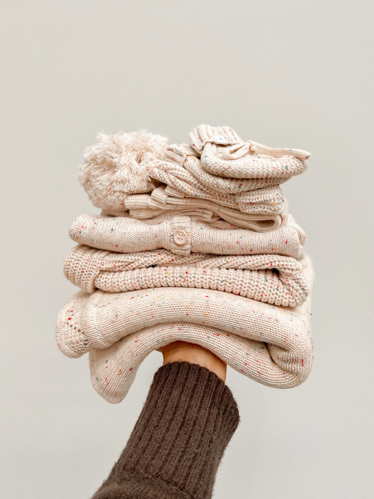 Ziggy Lou Classic Knit Romper - Oatmeal Fleck
