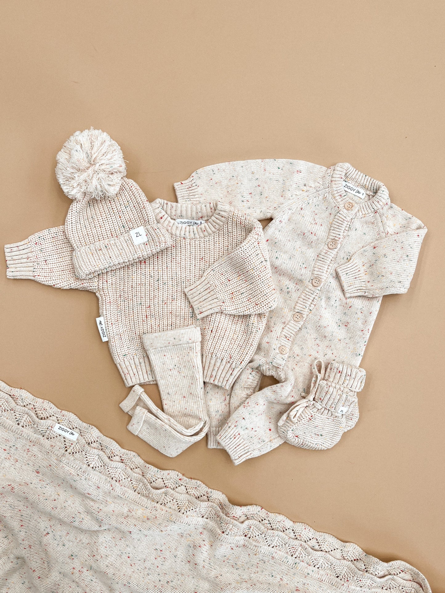 Ziggy Lou Classic Knit Romper - Oatmeal Fleck