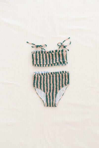 Fin & Vince Smocked Bikini - Watermelon Stripe